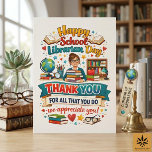 Carte Joyeuse Fête des bibliothécaires scolaires Merci