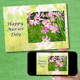 Carte Joyeuse Fête des Infirmières Champ de Fleurs Cosmo