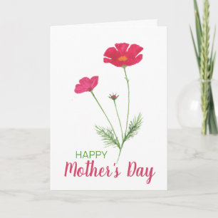 Carte Joyeuse fête des mères Aquarelle rose Floral