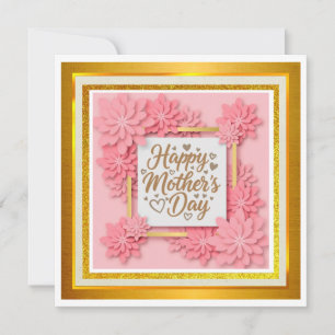 Carte Joyeuse fête des Mères avec des fleurs en origami