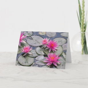 Carte Joyeuse fête des Mères avec des nénuphars roses