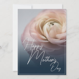 Carte Joyeuse fête des Mères avec une grande rose rose