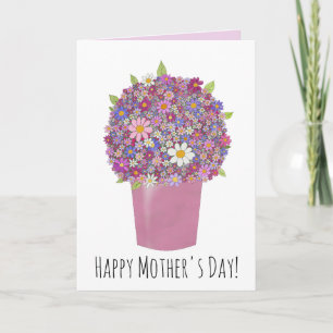 Carte Joyeuse fête des mères Bouquet rose de fleurs",