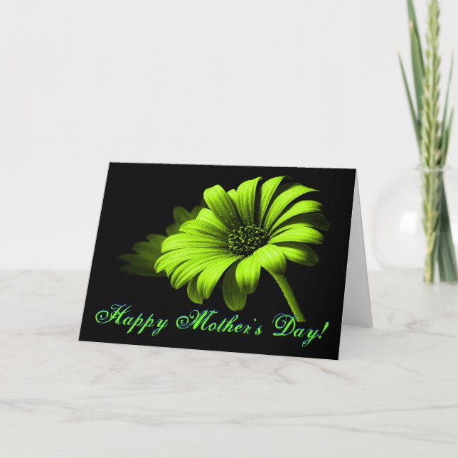 Carte Joyeuse fête des mères Bright Green Jaune Daisy (Devant)