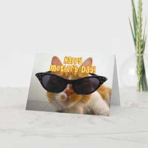 Carte Joyeuse Fête des Mères - Chat Cool en Lunettes de 