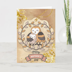 Carte Joyeuse fête des mères chouette chouette oiseau am