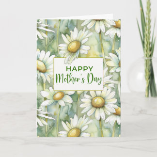 Carte Joyeuse Fête des Mères Daisies Aquarelle Douce