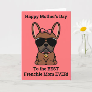 Carte Joyeuse fête des mères de Chien Red Fawn Frenchie