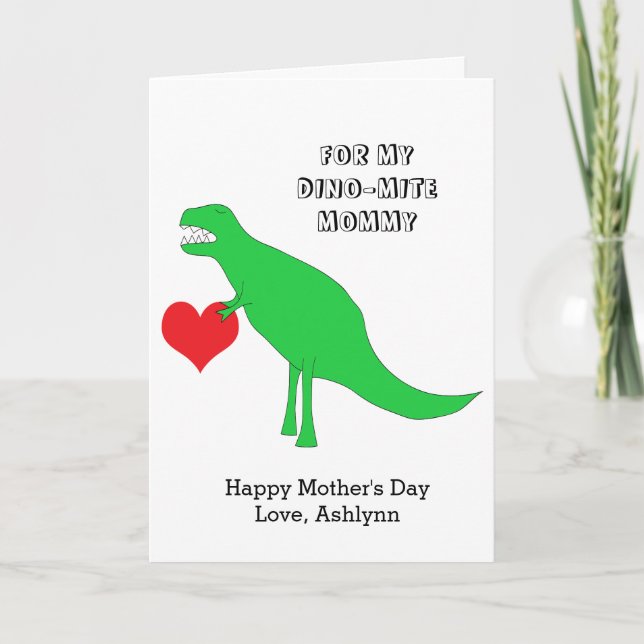 Carte Joyeuse fête des mères de l'enfant, mignonne Dinos (Devant)