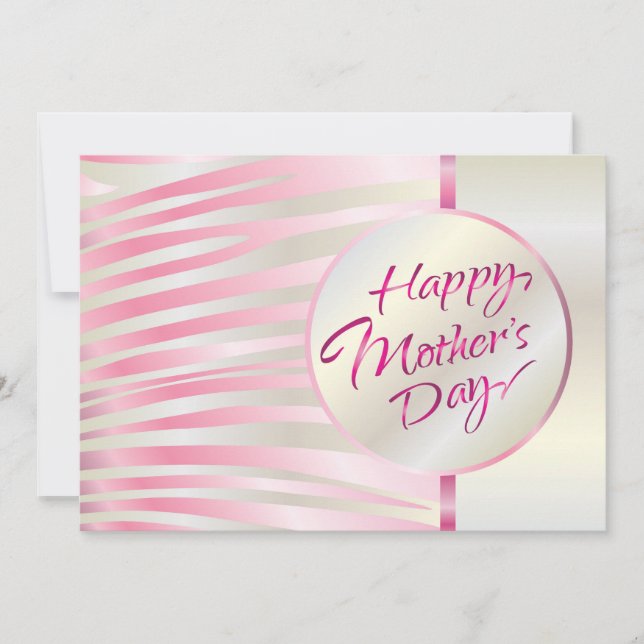 Carte Joyeuse fête des mères Elégant rose & argent luxe (Devant)