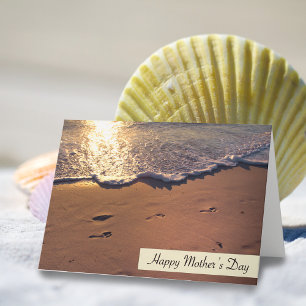 Carte Joyeuse Fête des Mères Empreintes Dans le Sable