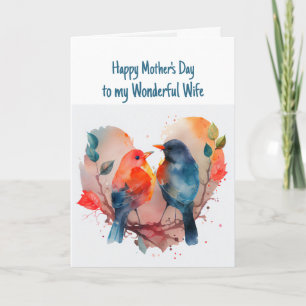 Carte Joyeuse fête des mères Femme mignonne Birds