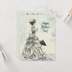 Carte Joyeuse fête des mères Femme victorienne Parasol B