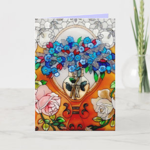 Carte Joyeuse Fête des Mères Fleurs de verre tendues dan