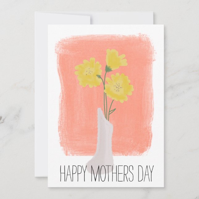 Carte Joyeuse Fête des mères Florales Jaunes Brush Strok (Devant)