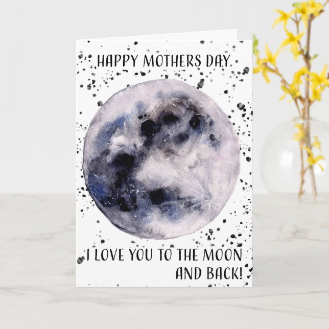 Carte Joyeuse Fête des Mères, Je t'aime jusqu'à la lune  (Fleur jaune)