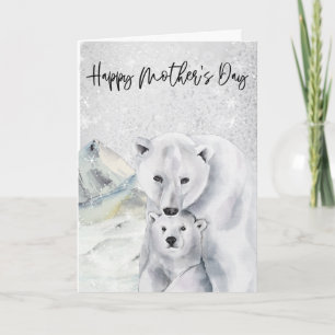Carte Joyeuse Fête des Mères Ours Polaire Maman