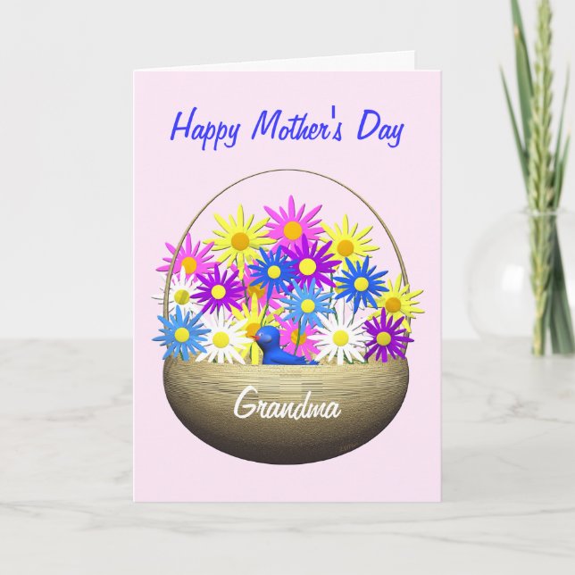 Carte Joyeuse fête des mères Panier de mamans de marguer (Devant)