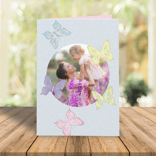 Carte Joyeuse fête des mères Photo Pastel Cute Butterfli