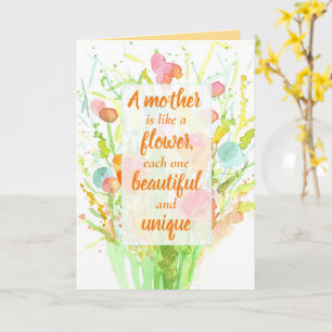 Carte Joyeuse fête des mères qui encourage les mots posi