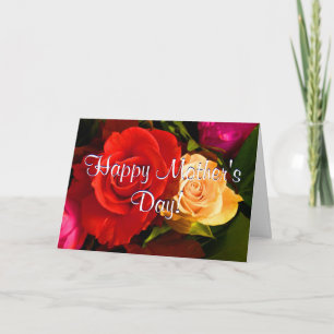 Carte Joyeuse fête des mères Roses rouges Jaunes I