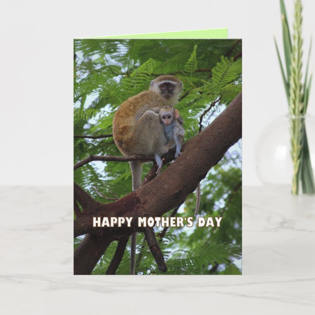 Carte Joyeuse Fête des Mères Singe Mère et Humour de l'e (Devant)