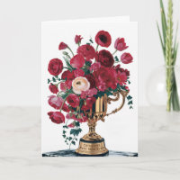 Joyeuse Fête des Mères Trophée Fleurs rouges Perso