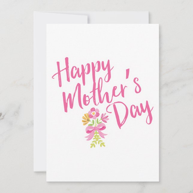 Carte Joyeuse fête des mères Typographie florale rose (Devant)