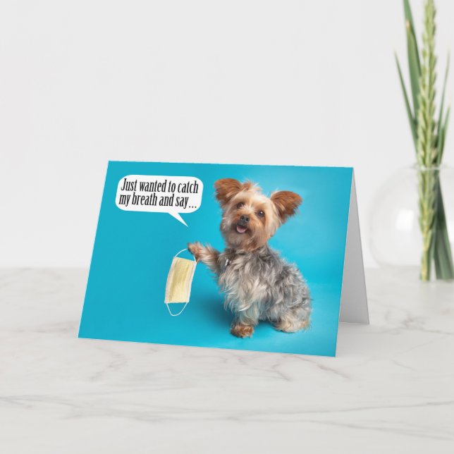 Carte Joyeuse Fête des Mères Yorki avec l'Humour Masque  (Devant)