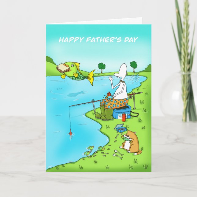 Carte Joyeuse fête des pères, amusant Humour des pêcheur (Devant)