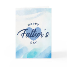 Joyeuse Fête des Pères aquarelle bleue Minimaliste