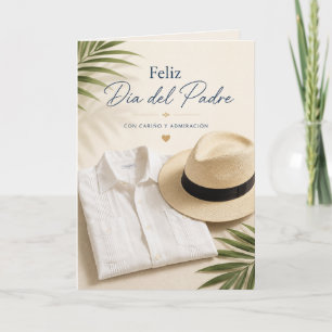 Carte Joyeuse Fête des Pères avec Guayabera et Chapeau