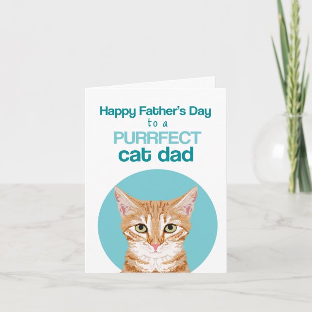 Carte Joyeuse fête des pères chat roux tabby (Devant)