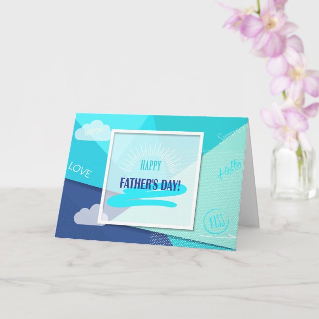 Carte Joyeuse fête des Pères ! Couleur bleu moderne (Orchidée)