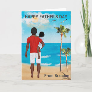 Carte Joyeuse fête des pères de l'enfant brunette aux ch
