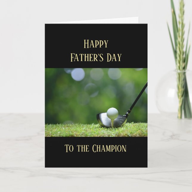Carte Joyeuse Fête des Pères Golf Golfing Golfeur (Devant)
