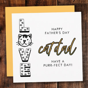 Carte Joyeuse Fête des Pères Jaune De La Part Du Chat Pa