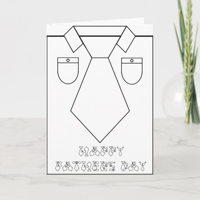 Carte Joyeuse Fête des pères Line Art Necktie Police Che (Devant)
