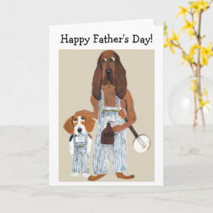 Carte Joyeuse fête des Pères Moonshiner Hound et chiot B