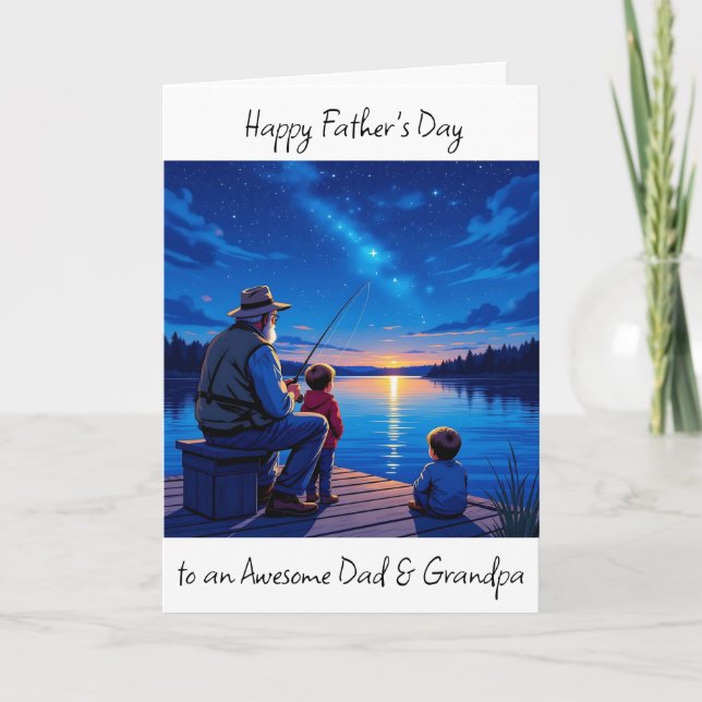 Carte Joyeuse fête des Pères Papa et Grand-Père (Devant)