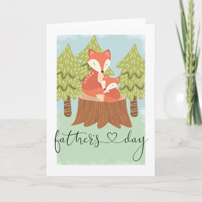 Carte Joyeuse Fête des Pères Renard Mignon (Devant)