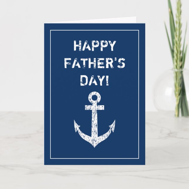 Carte Joyeuse fête des Pères salutation nautique de bate (Devant)