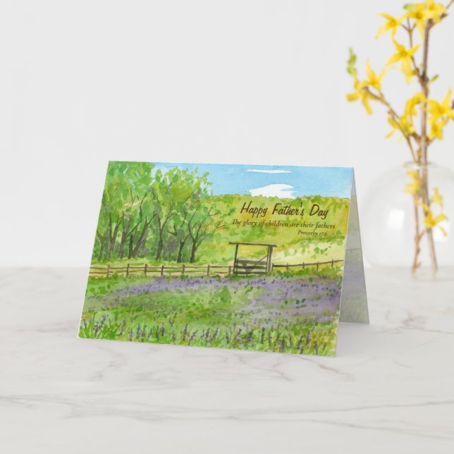 Carte Joyeuse Fête des Pères verset biblique Proverbes 1 (Fleur jaune)