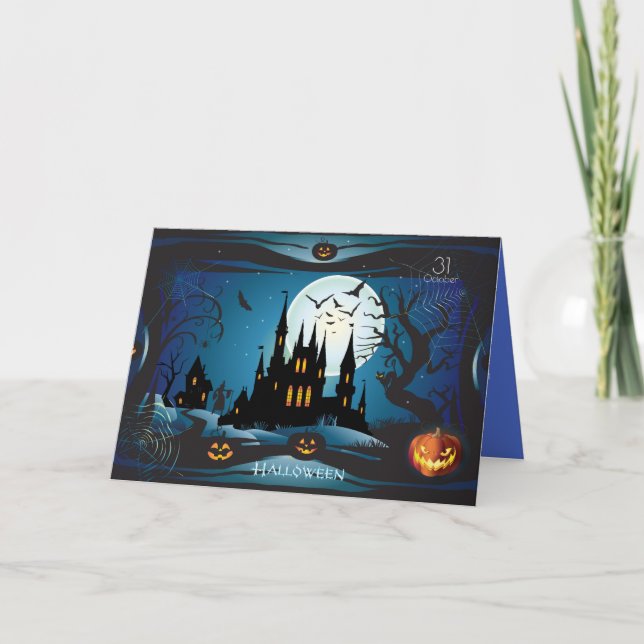 Carte Joyeuse fête d'Halloween "Traite ou Tic" (Devant)