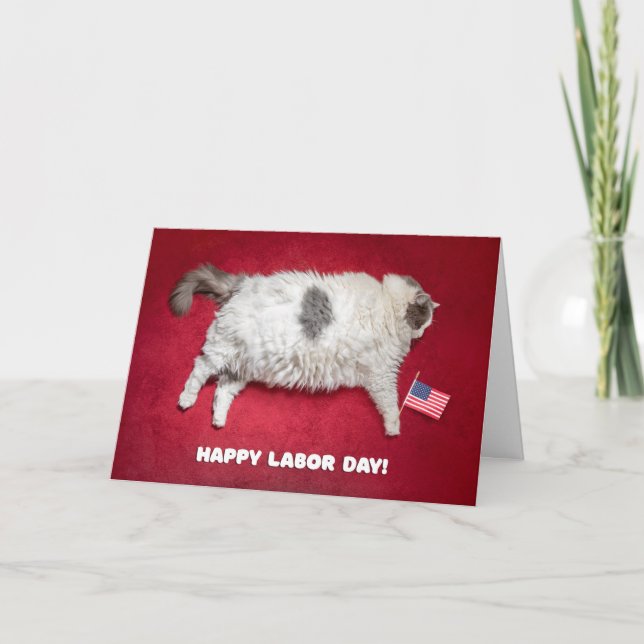 Carte Joyeuse fête du travail Chat gras (Devant)