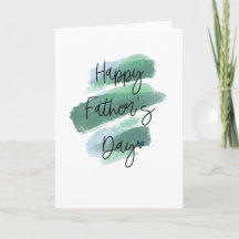 Carte Joyeuse Fête Papa Aquarelle Verte