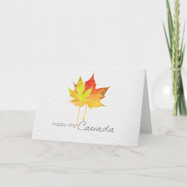 Carte Joyeuse feuille d'érable à aquarelle de la fête du (Devant)