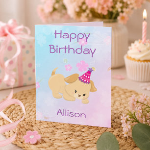 Carte Joyeuse Fille D'anniversaire Joli Chiot