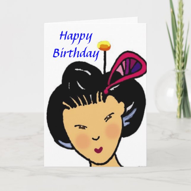 Carte Joyeuse fille japonaise anniversaire (Devant)