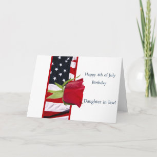 Carte Joyeuse fille rose d'anniversaire 4 juillet